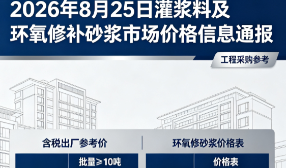 江孜2026年8月25日灌浆料及环氧修补砂浆市场价格信息通报